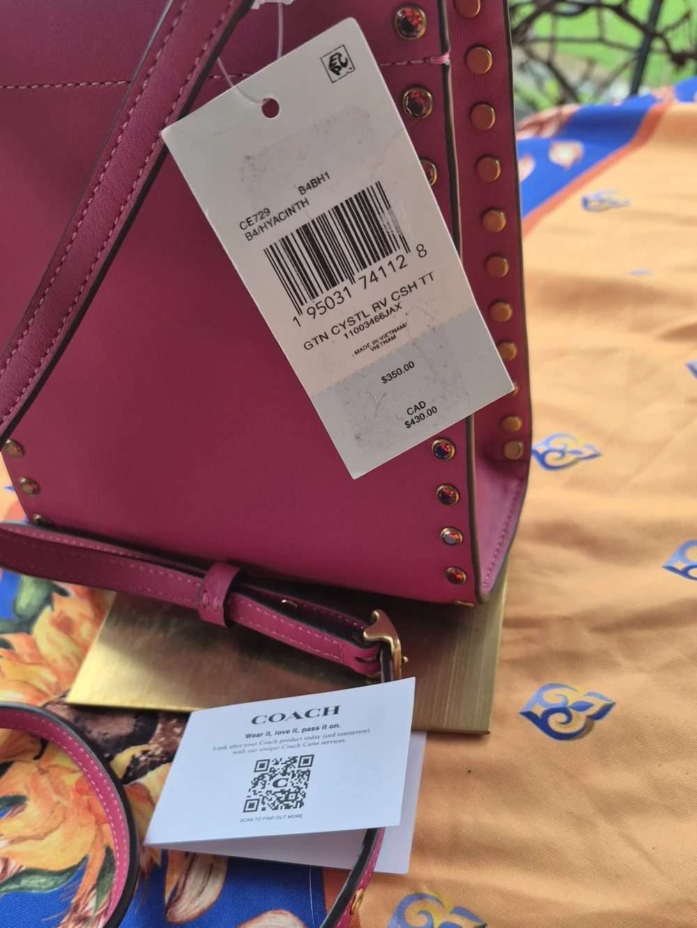 COACH 💎 MINI CASHIN TOTE w/Crystal Rivets ('22) Hyacinth Glove Leather 💎 NWT